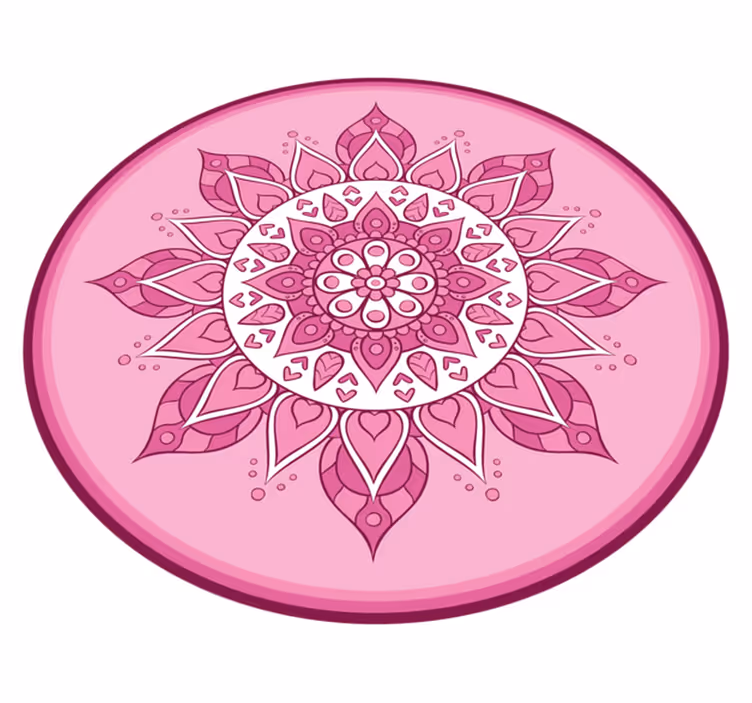 Tappeto vinile Mandala meditazione floreale rosa - TenStickers