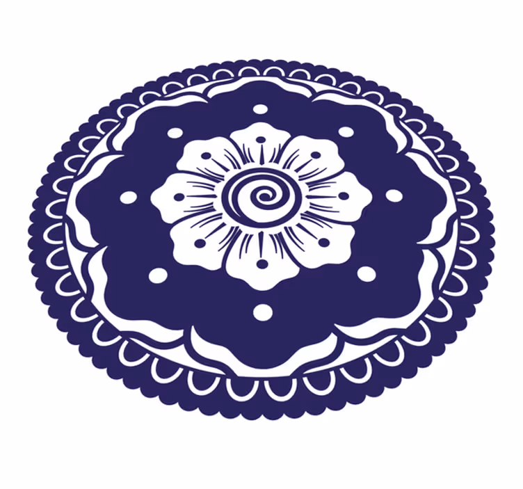 Tappeto vinile Mandala composizione floreale blu navy - TenStickers