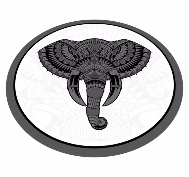 Tappeto vinile animali mandala grigio elefante - TenStickers