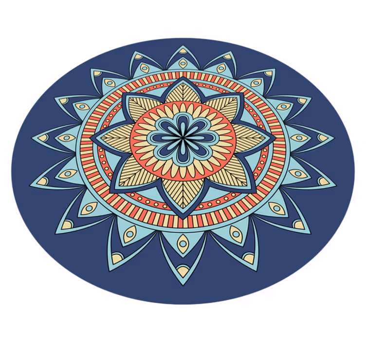 Tappeto vinile Mandala tonalità blu vibranti - TenStickers
