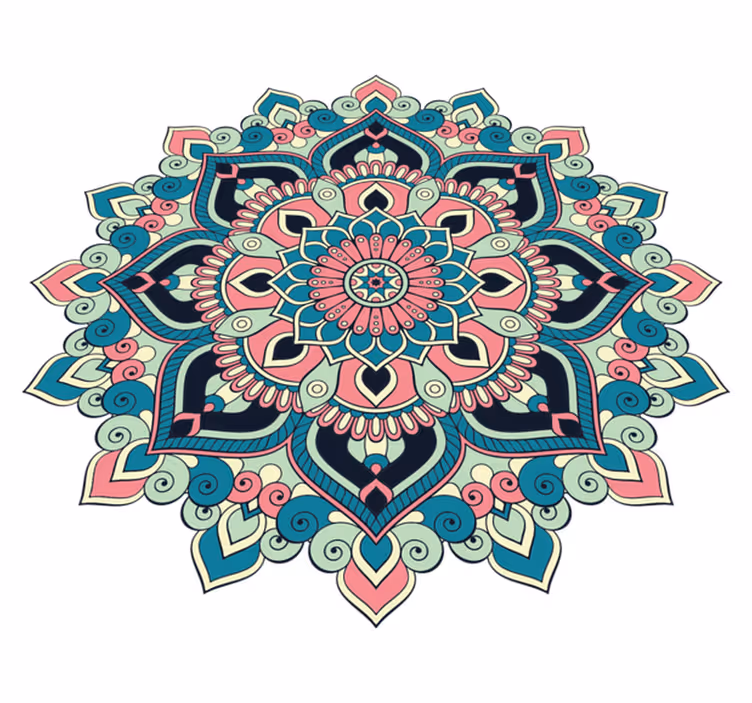 Tappeto vinile Mandala elemento floreale colorato - TenStickers