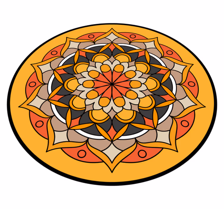 Tappeto vinile rotondo elemento mandala vibrante - TenStickers