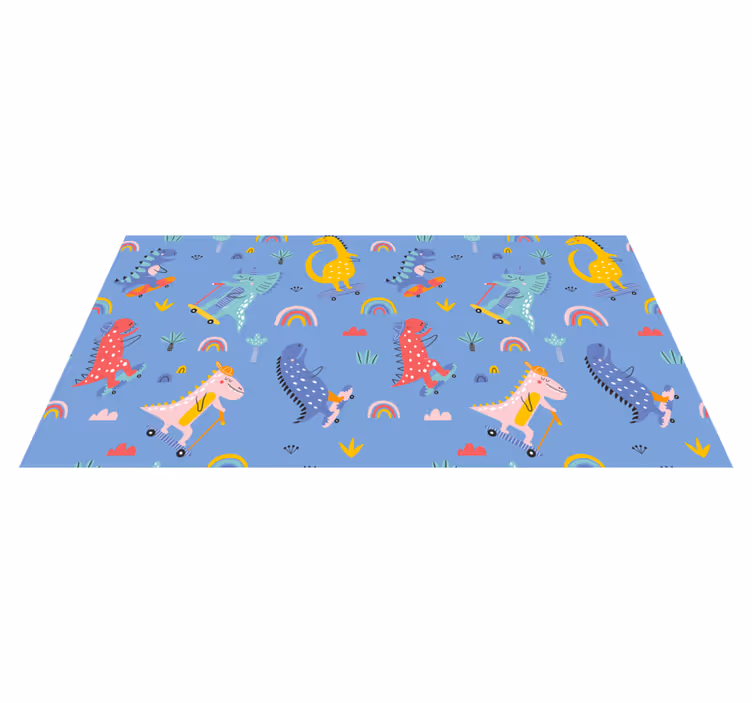Tappeto vinile per bambini avventura con dinosauri colorati - TenStickers