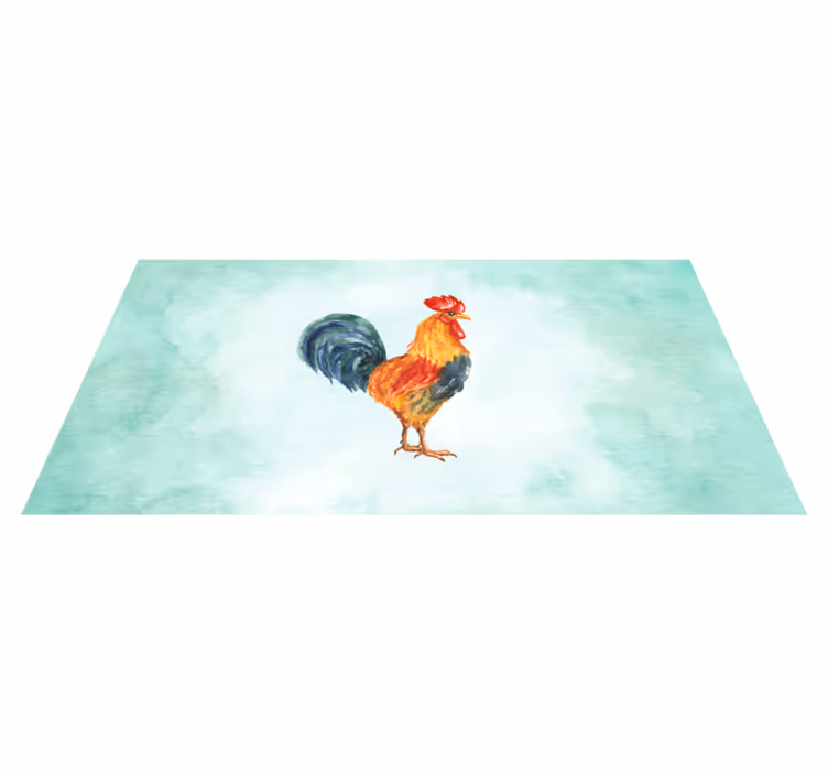 Tappeto vinile animali opera d'arte gallo acquerello - TenStickers