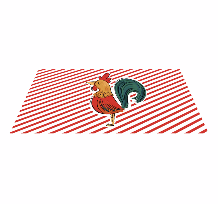 Tappeto vinile animali opera d'arte colorata del gallo - TenStickers