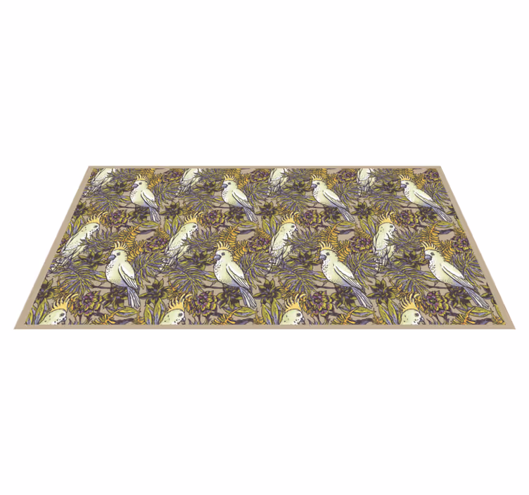 Tappeto vinile fiori modello di pappagalli colorati - TenStickers