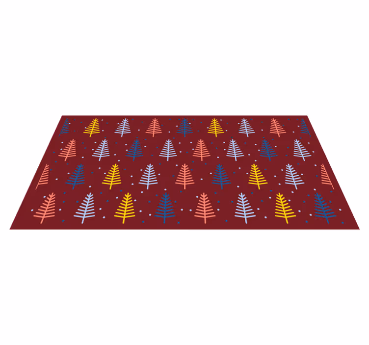 Tappeto Vinile Natale alberi colorati rossi - TenStickers