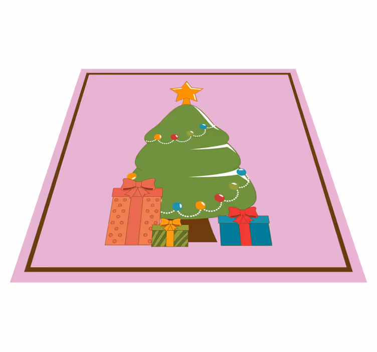 Tappeto Vinile Natale illustrazione di un albero con regali - TenStickers