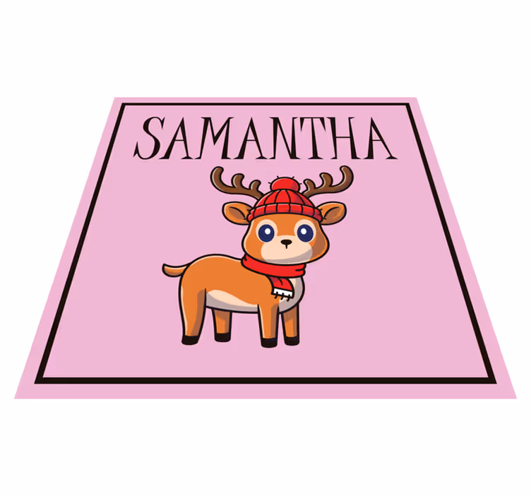 Tappeto vinile natale renna baby con nome - TenStickers