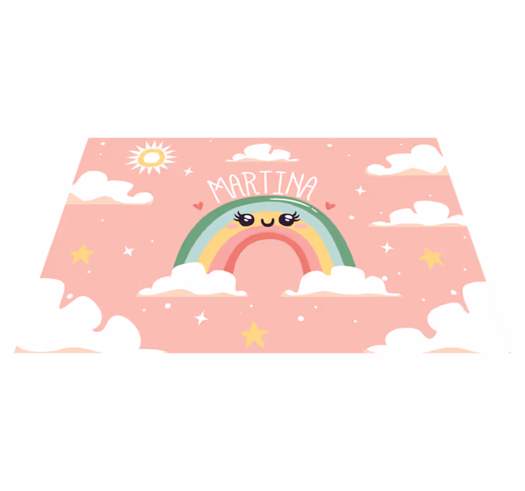 Tappeto vinile con nome carina scena arcobaleno - TenStickers