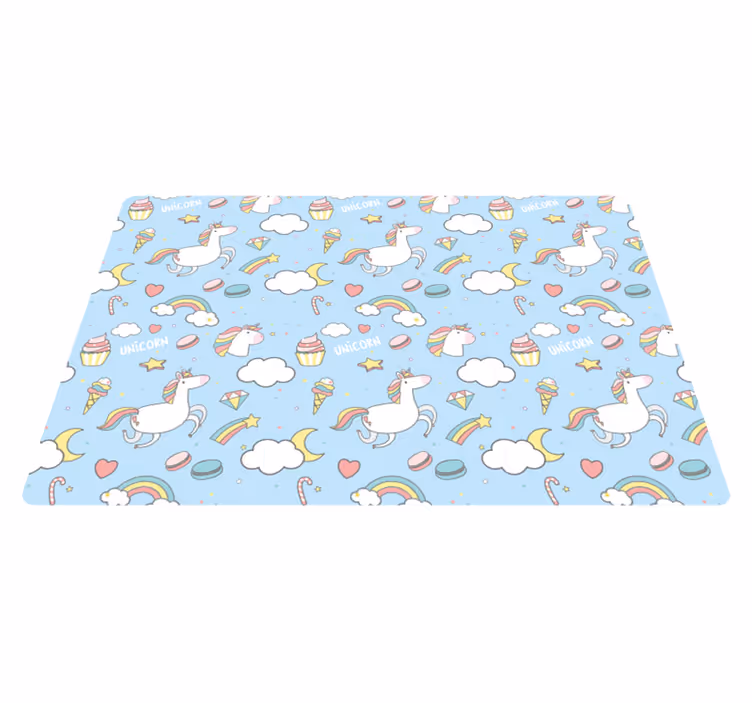 Tappeto vinile per bambini fantasia unicorno blu - TenStickers