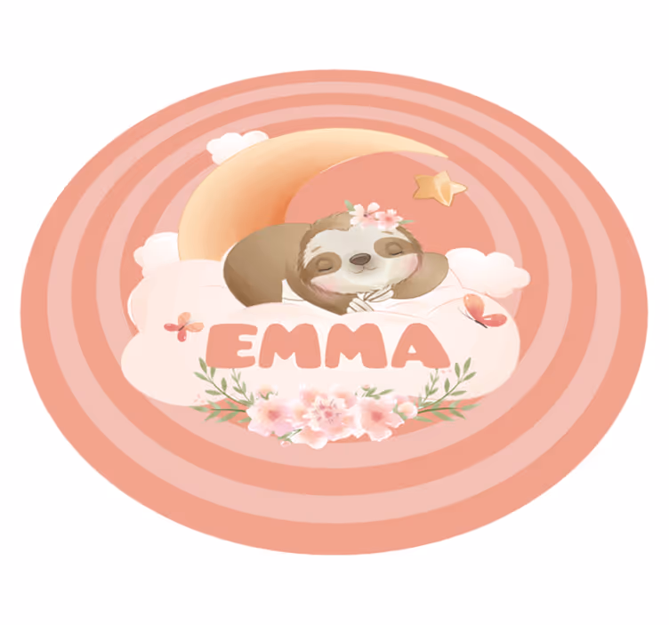 Tappeto vinile con nome simpatico disegno di bradipo - TenStickers