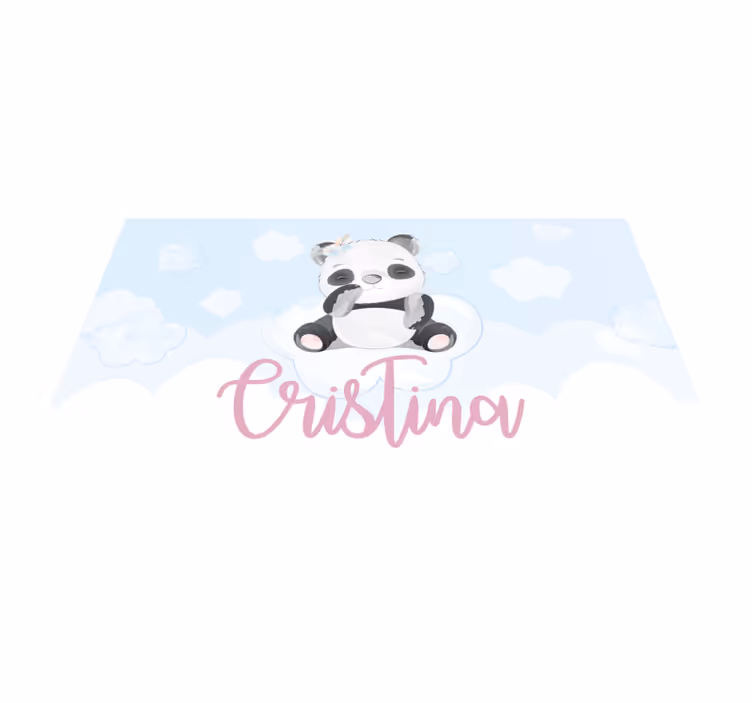 Tappeto vinile con nome illustrazione di un panda carino - TenStickers