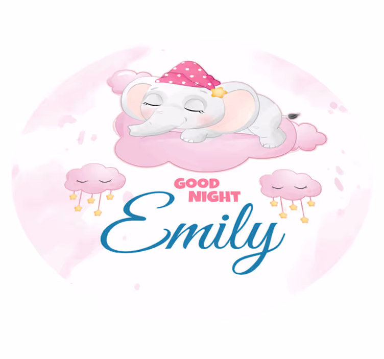 Tappeto vinile con nome sogno di elefante assonnato - TenStickers