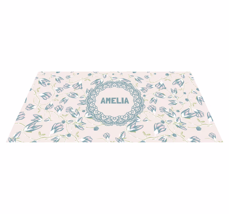 Tappeto vinile camera da letto disegno floreale con nome - TenStickers
