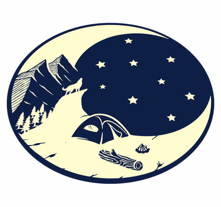 Tappeto vinile natura scena di campeggio al chiaro di luna - TenStickers