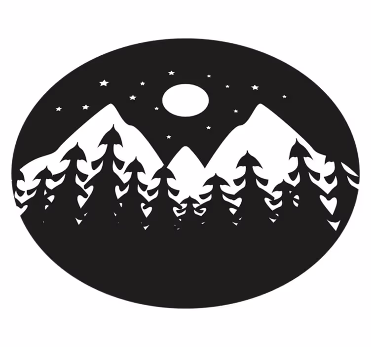 Tappeto vinile natura scena di sagoma di montagna - TenStickers