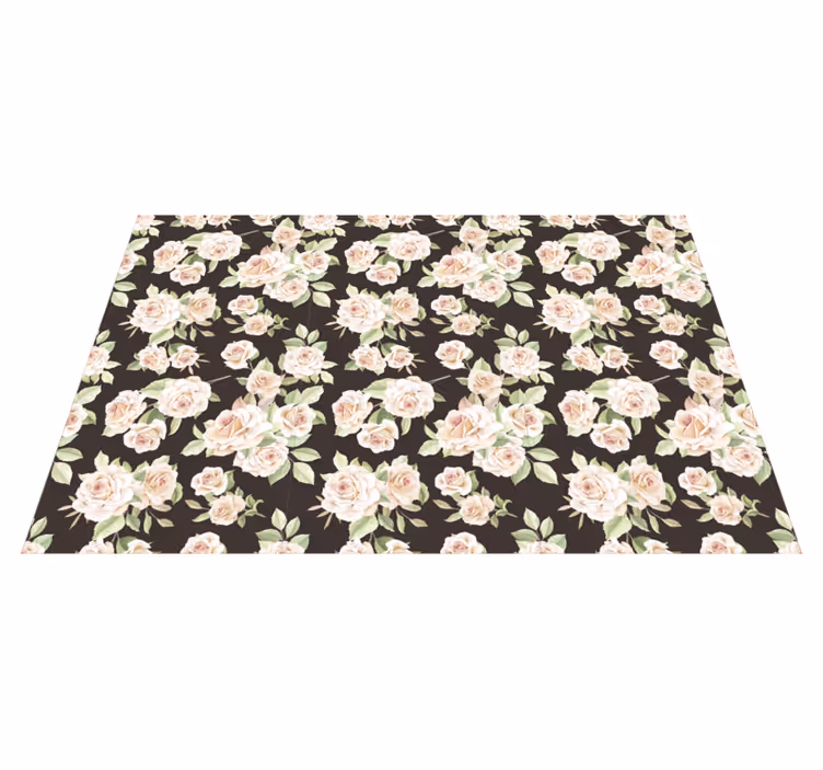 Tappeto vinile fiori motivo floreale rose - TenStickers