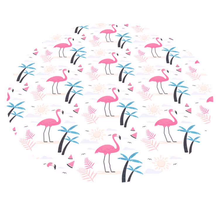 Tappeto vinile per ragazzi scena tropicale di fenicotteri - TenStickers