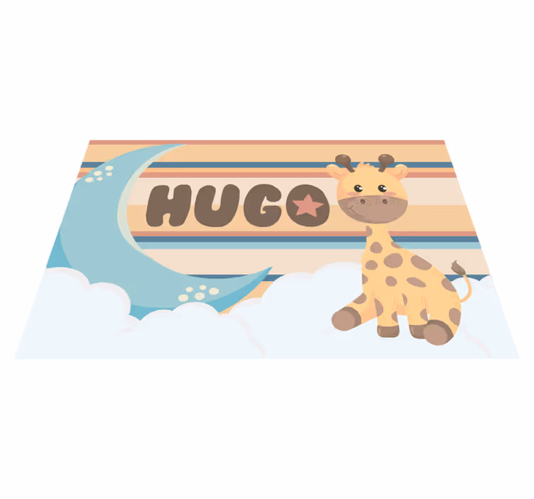 Tappeto vinile con nome disegno della giraffa - TenStickers