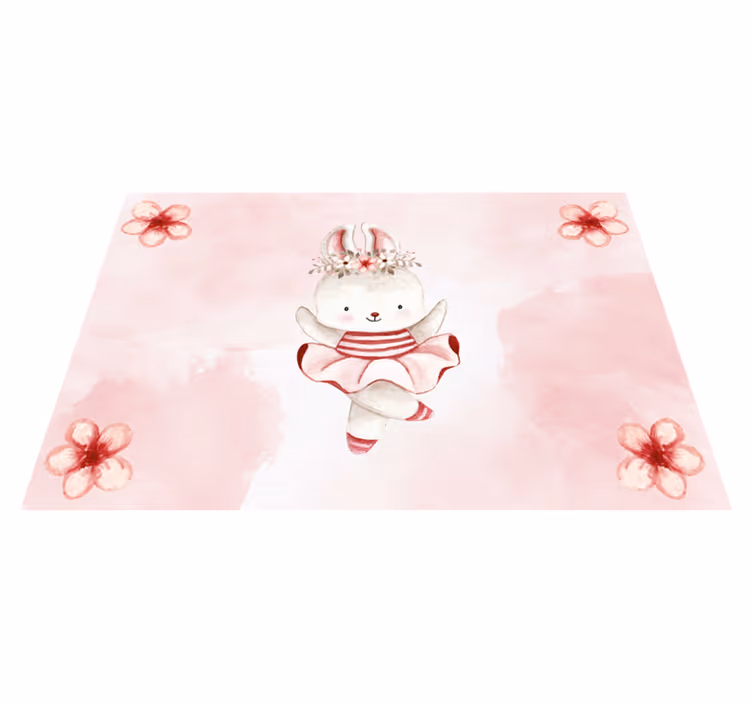 Tappeto vinile per bambini illustrazione coniglio balletto - TenStickers