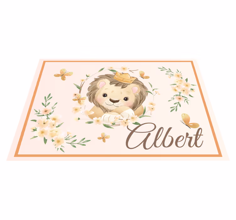 Tappeto vinile per bambini cucciolo di leone con nome - TenStickers