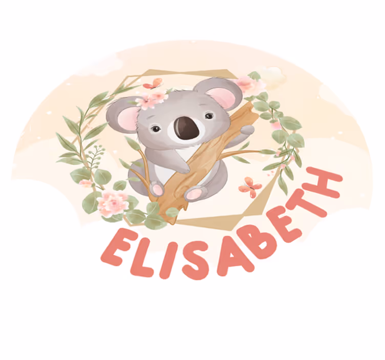 Tappeto vinile con nome arte di koala adorabile - TenStickers