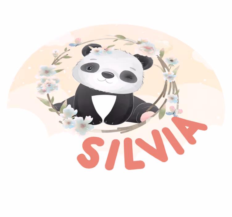Tappeto vinile con nome arte del panda adorabile - TenStickers