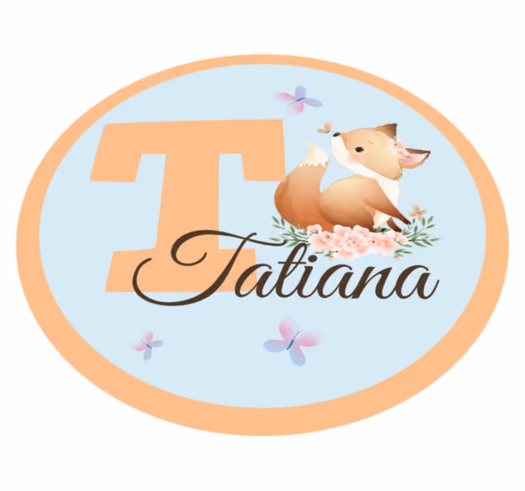 Tappeto vinile con nome adorabile illustrazione di volpe - TenStickers