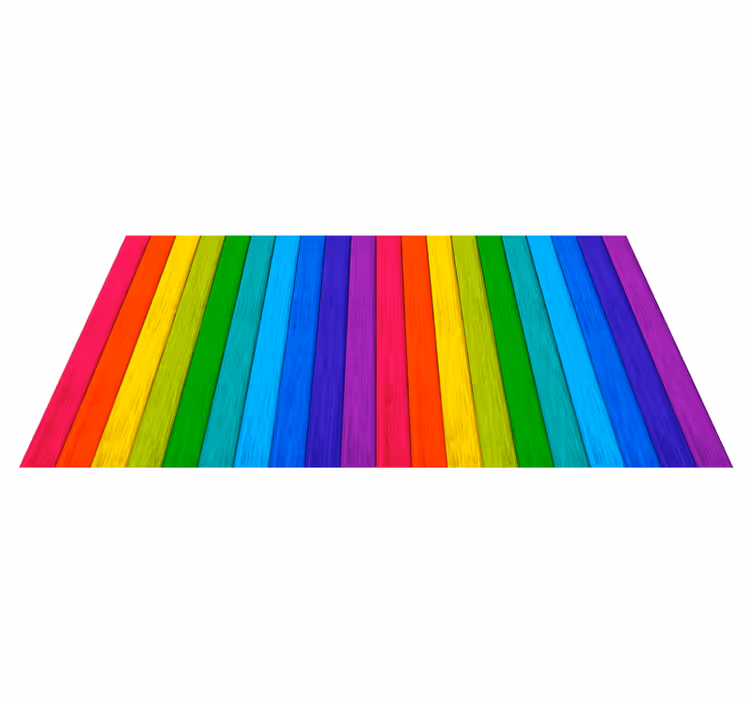 Tappeto vinile effetto legno a righe arcobaleno - TenStickers