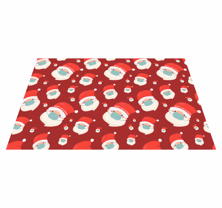 Tappeto vinile natale volti festivi di babbo natale - TenStickers