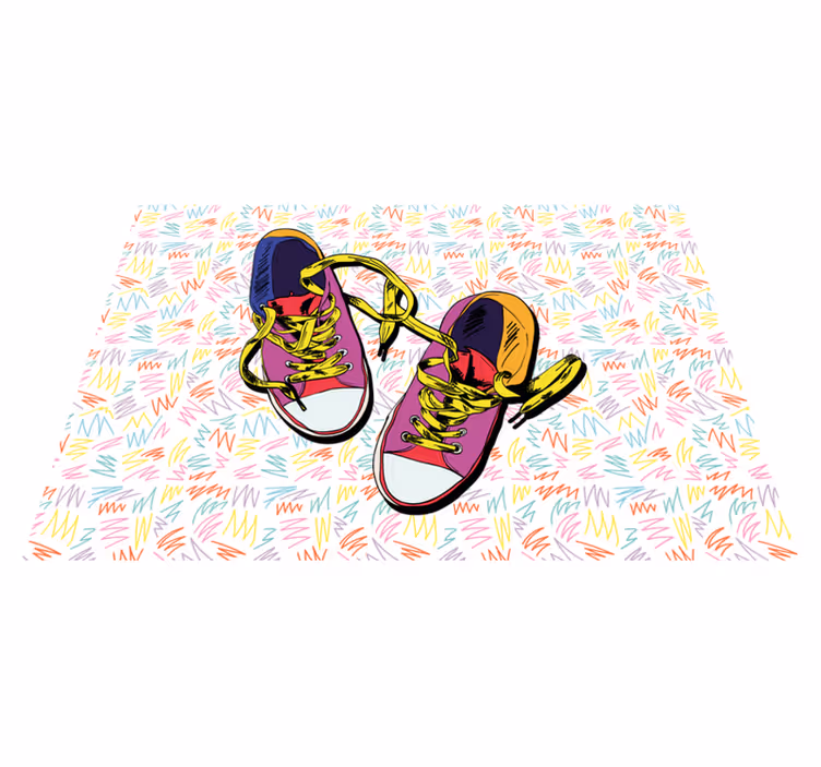 Tappeto vinile per ragazzi modello di sneaker colorato - TenStickers