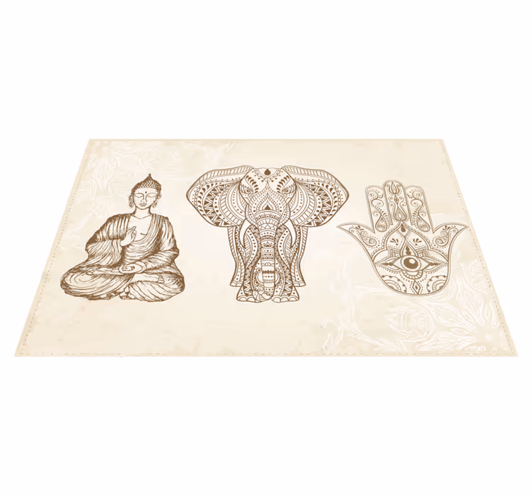 Tappeto vinile Mandala mano di elefante di buddha - TenStickers