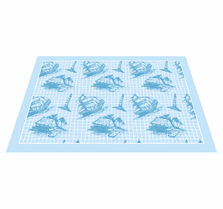 Tappeto vinile bagno motivi a tema costiero - TenStickers