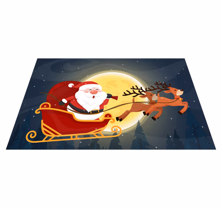 Tappeto vinile natale corsa della slitta di babbo natale - TenStickers