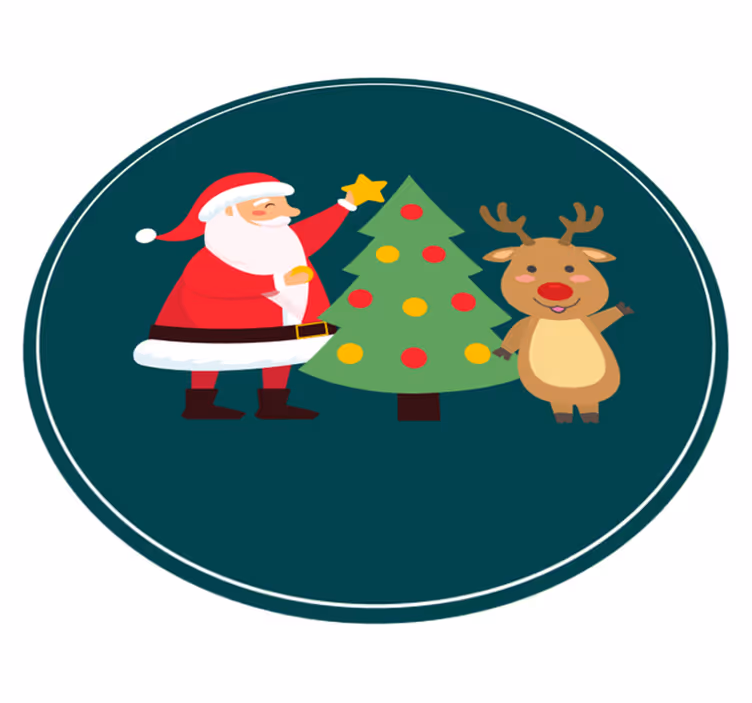 Tappeto vinile natale scena festiva di babbo natale - TenStickers
