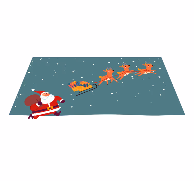 Tappeto vinile natale viaggio della slitta di babbo natale - TenStickers