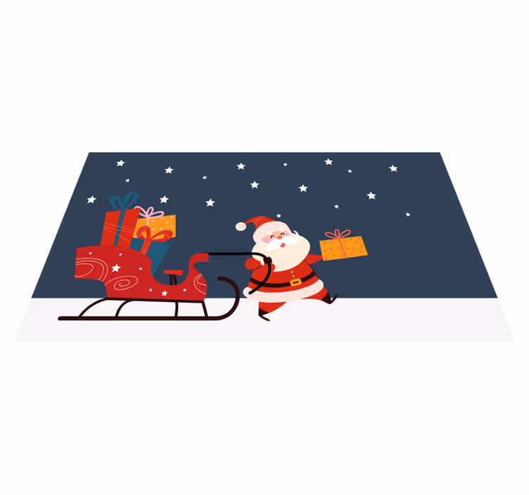 Tappeto vinile natale slitta allegra di babbo natale - TenStickers