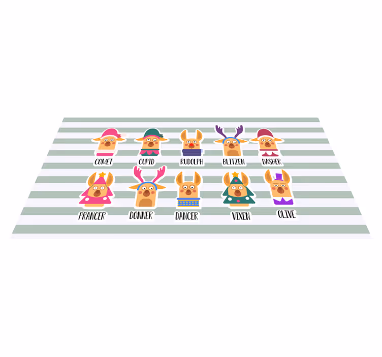 Tappeto Vinile Natale collezione di personaggi di renne - TenStickers