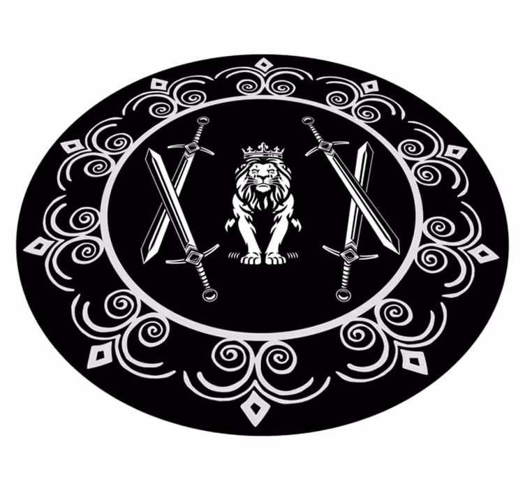 Tappeto vinile rotondo emblema del leone maestoso - TenStickers