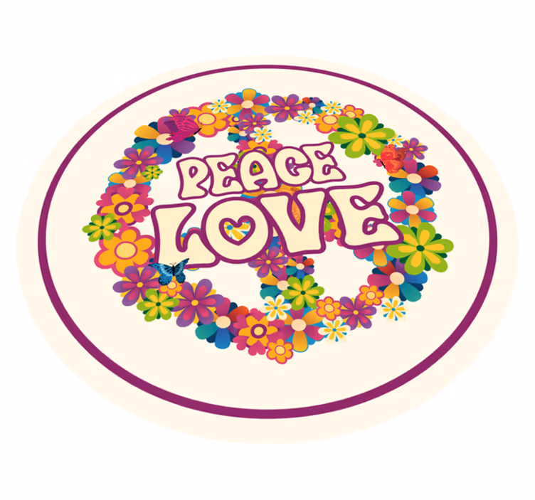 Tappeto vinile fiori messaggio pacifico - TenStickers