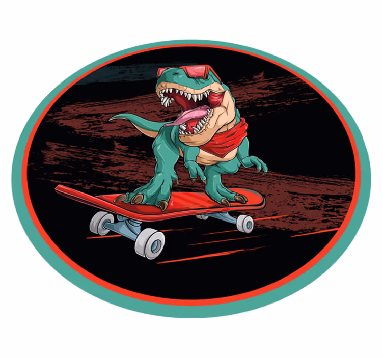 Tappeto vinile per ragazzi dinosauro sullo skateboard - TenStickers