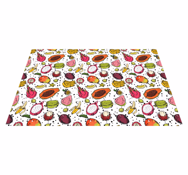 Tappeto vinile fiori motivo frutta tropicale - TenStickers