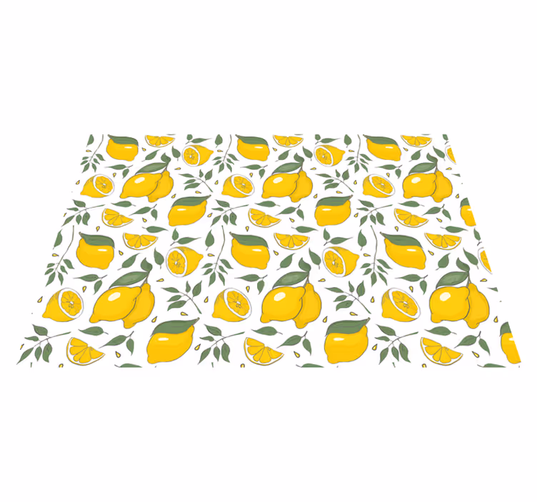 Tappeto pvc cucina motivo floreale al limone - TenStickers