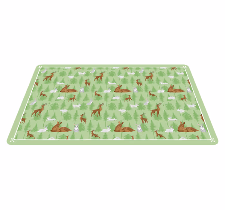 Tappeto vinile animali creature della foresta verde - TenStickers