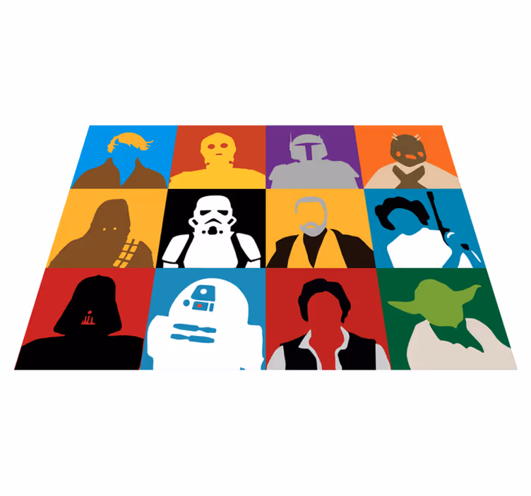 Tappeto vinile per bambini sagome di personaggi iconici - TenStickers