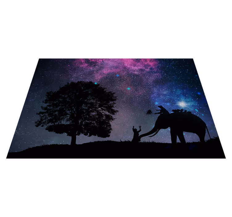 Tappeto vinile animali avventura cosmica dell'elefante - TenStickers