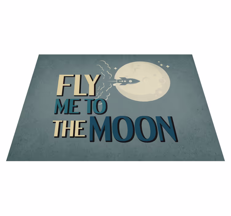 Tappeto vinile minimalista razzo verso la luna - TenStickers