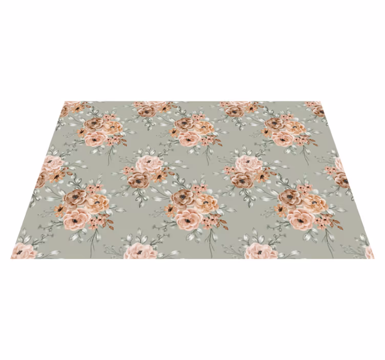 Tappeto vinile fiori rose vintage su sfondo verde menta - TenStickers