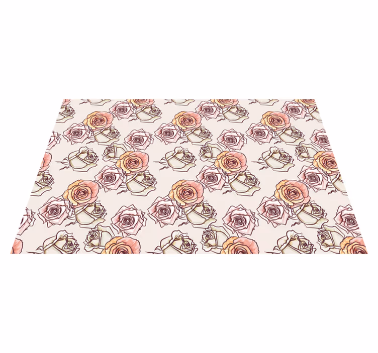 Tappeto vinile fiori motivo botanico di rosa - TenStickers